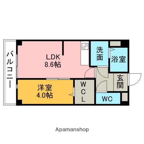 ベルドミールA(1DK/2階)の間取り写真