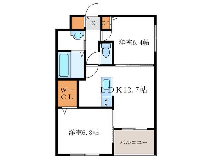 アーバンコート堀川西(2LDK/2階)の間取り写真