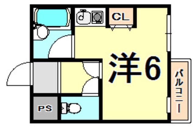 ベルトピア立花III(ワンルーム/2階)の間取り写真