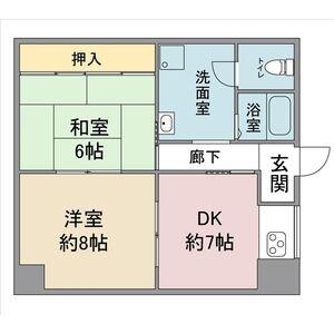 コーポラス吉桂(2DK/6階)の間取り写真