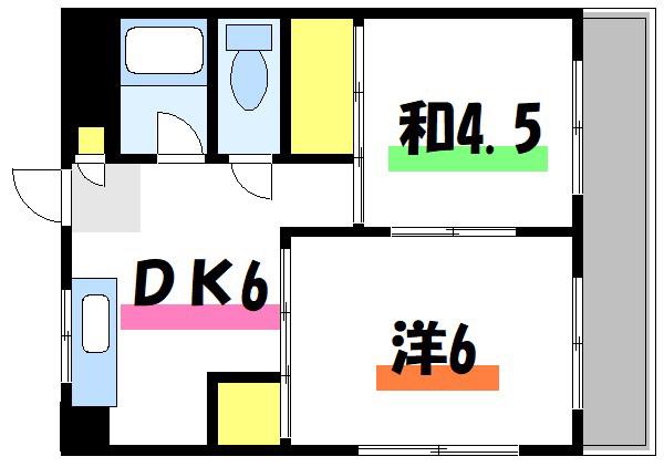 マンション吉岡第3(2DK/1階)の間取り写真