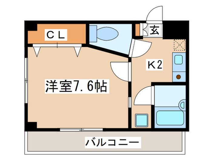 グレーンズフラット(1K/2階)の間取り写真