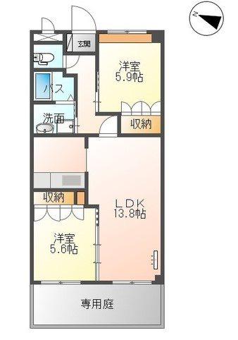 スローハンド弐番館(2LDK/1階)の間取り写真