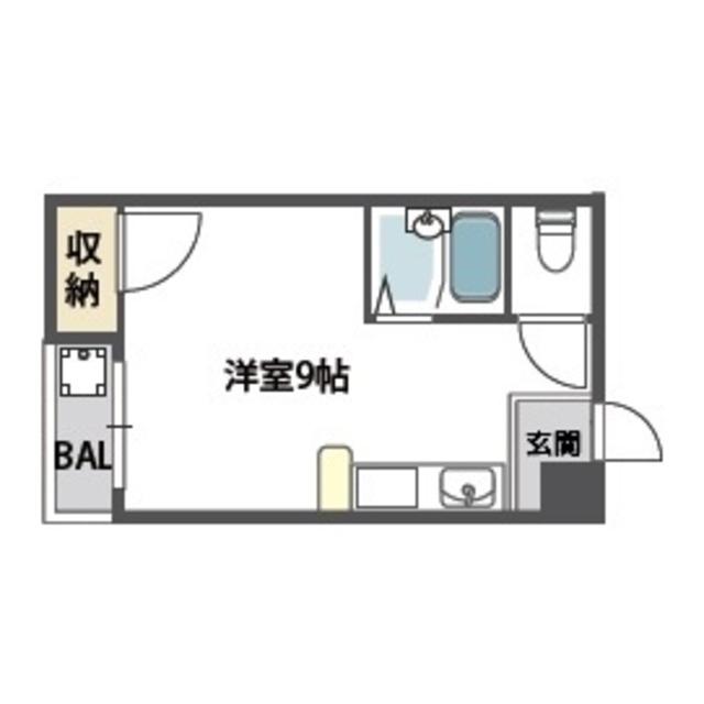 レジデンスユニ(ワンルーム/4階)の間取り写真