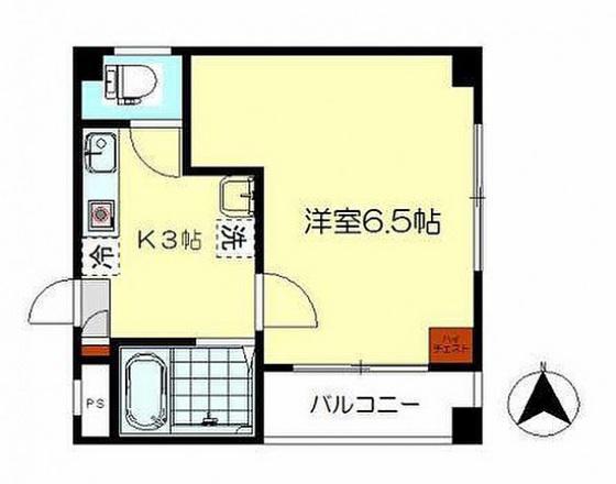 セブンビル(1K/6階)の間取り写真