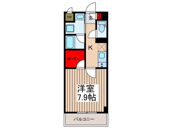 ベルヴィーユ龍賀台(1K/1階)の間取り写真