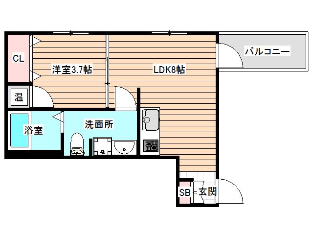メゾンドF03(1LDK/3階)の間取り写真