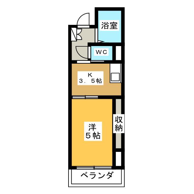ロイヤル中田(1K/4階)の間取り写真