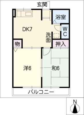 シャルム新浜(2DK/2階)の間取り写真