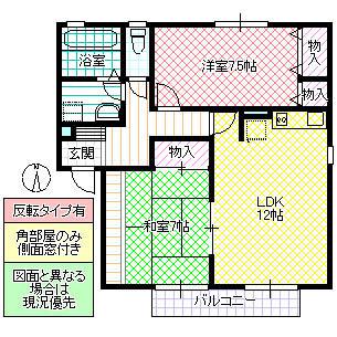 エルクレールD棟(2LDK/2階)の間取り写真