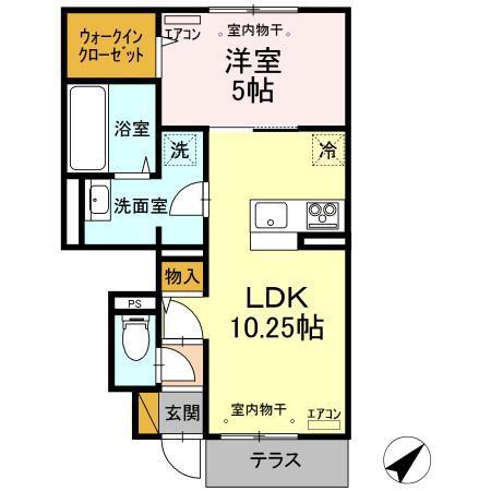 LA METEORE(1LDK/1階)の間取り写真