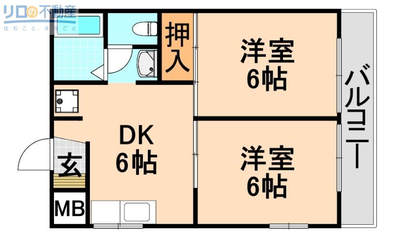 プラムサイド中野(2DK/2階)の間取り写真
