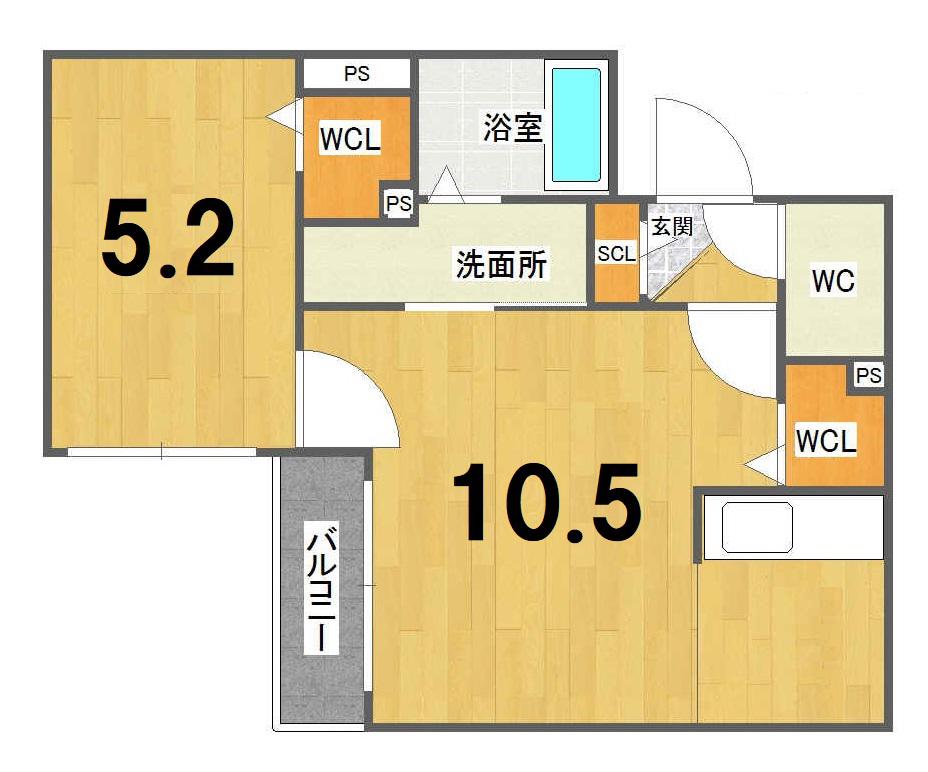 CITY NOBLE菊水(1LDK/1階)の間取り写真