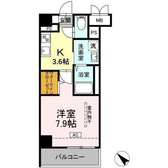 ヴィラ ひまわり(1K/1階)の間取り写真