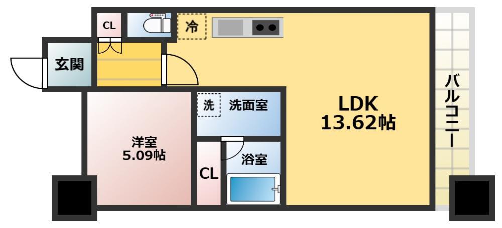 プレジオ帝塚山(1LDK/8階)の間取り写真