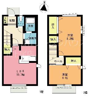 グリーンコートA棟(2LDK/1階)の間取り写真
