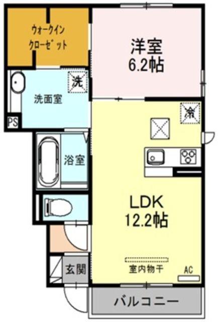 プリムヴェール弐十参番館(1LDK/1階)の間取り写真