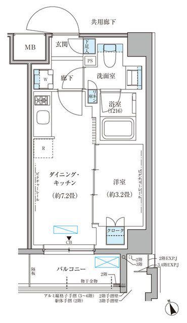 パークアクシス文京本郷(1DK/2階)の間取り写真