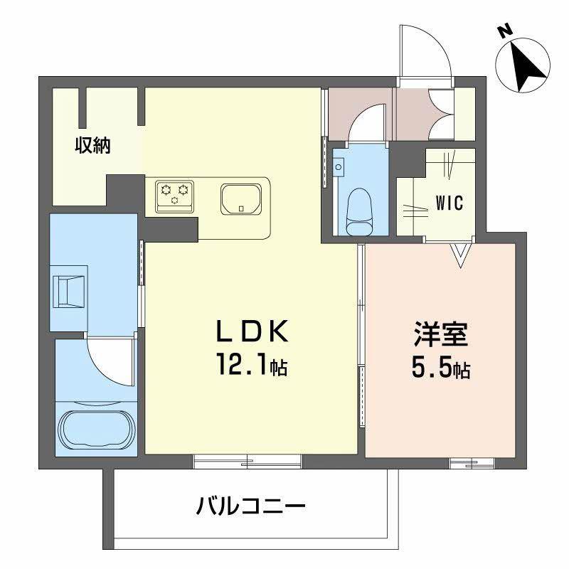 RIO COLLINA 東山(1LDK/2階)の間取り写真