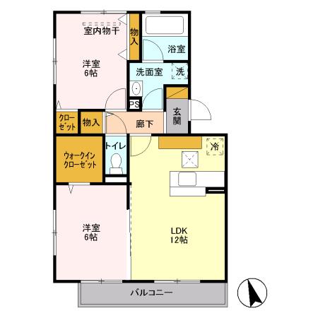 コモレビ大蔵F棟(2LDK/1階)の間取り写真