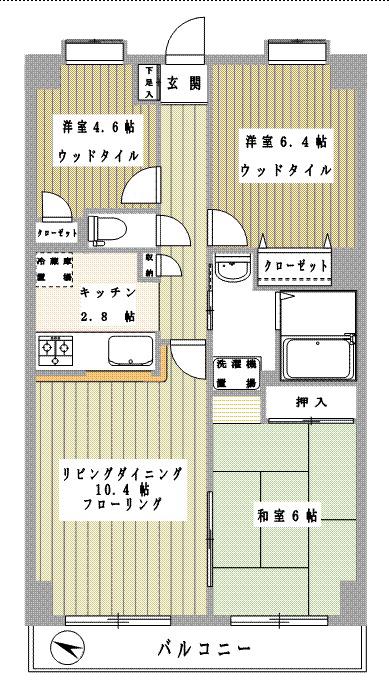 ベルコート業平(3LDK/2階)の間取り写真