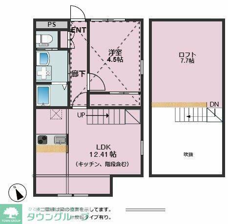 ハナブキ壱番館(1LDK/2階)の間取り写真