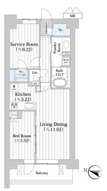 アビティグランデ砧 C棟(1SLDK/5階)の間取り写真