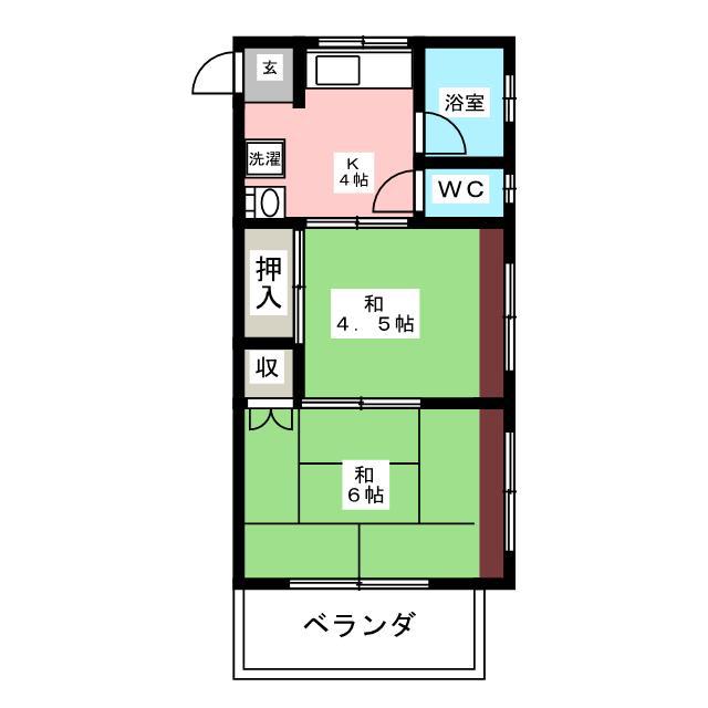 かたばみ苑第1(2K/1階)の間取り写真