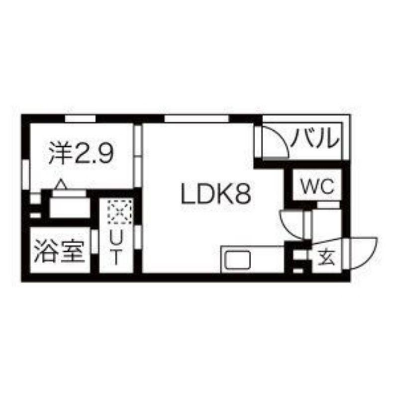 メイクス志賀本通(1LDK/3階)の間取り写真