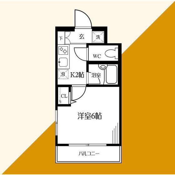 ガーデンヒルズ西大口(1K/2階)の間取り写真