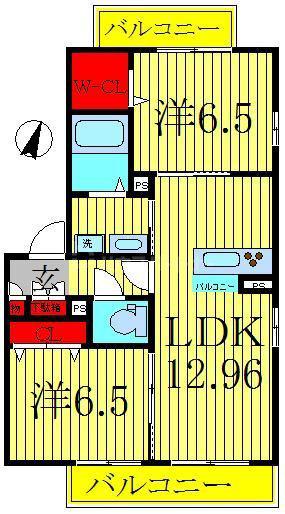 ヴェルデおおたかの森 II番館(2LDK/1階)の間取り写真