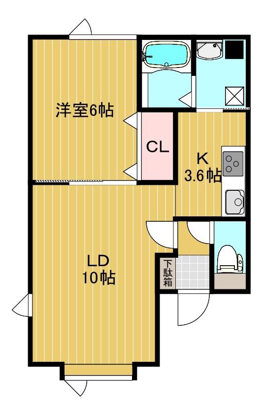 ＪＲ石北本線 柏陽駅 徒歩10分 2階建 築18年(1LDK/2階)の間取り写真