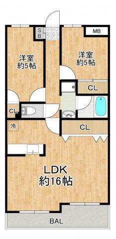 プリベール戸田(2LDK/1階)の間取り写真