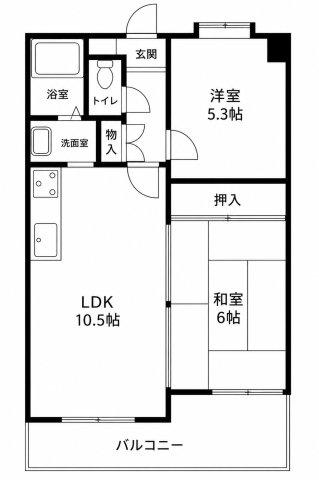ダンディライオン御影V(2LDK/4階)の間取り写真