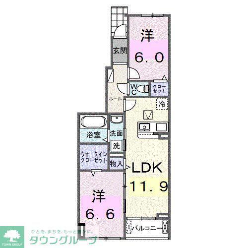  シエル白岡 II(2LDK/1階)の間取り写真