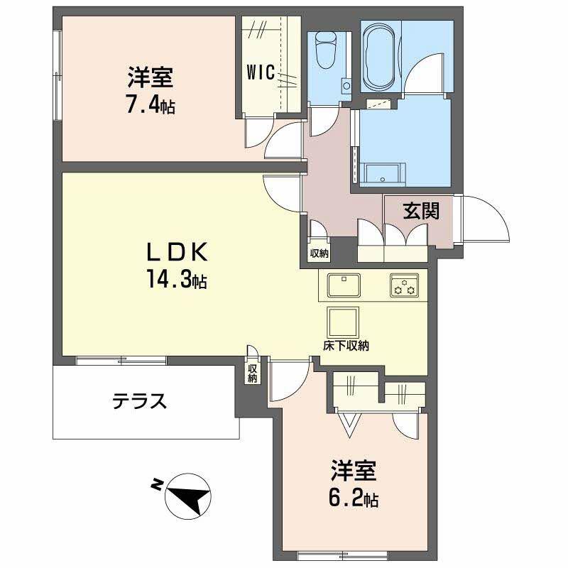 シャーメゾン シエロ(2LDK/1階)の間取り写真