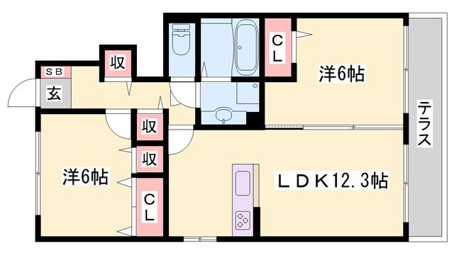 パインガーデン(2LDK/1階)の間取り写真