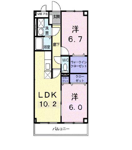 FCCハイムII(2LDK/3階)の間取り写真