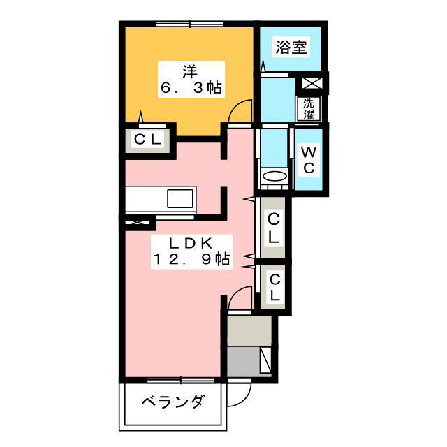 アロッジオB(1LDK/1階)の間取り写真