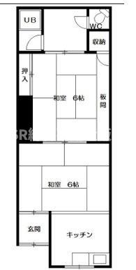 近鉄奈良線 石切駅 徒歩23分 2階建 築53年(2DK/2階)の間取り写真