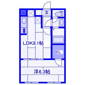 アートヒルズ横浜B棟(1LDK/2階)の間取り写真