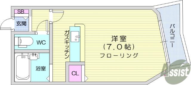 パートナー幸町(ワンルーム/3階)の間取り写真