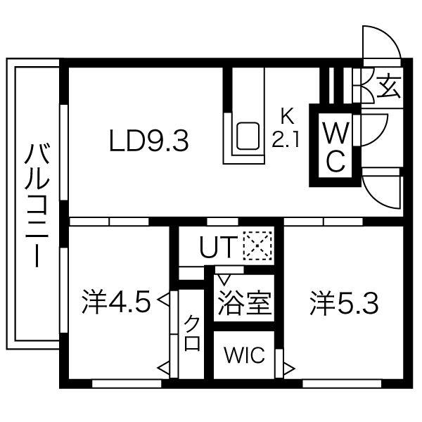 ラフィナート北円山(2LDK/2階)の間取り写真