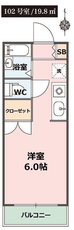ハイツミナミ(1K/1階)の間取り写真