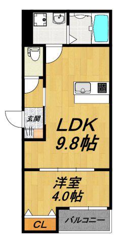 LE COCON 岩倉VI(1LDK/2階)の間取り写真