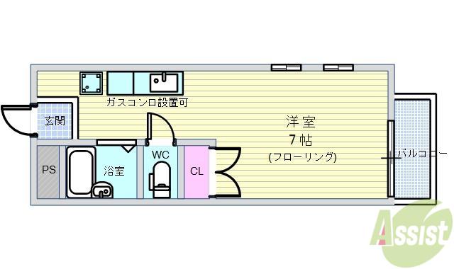 サマックスしぶやハイツ(1K/1階)の間取り写真