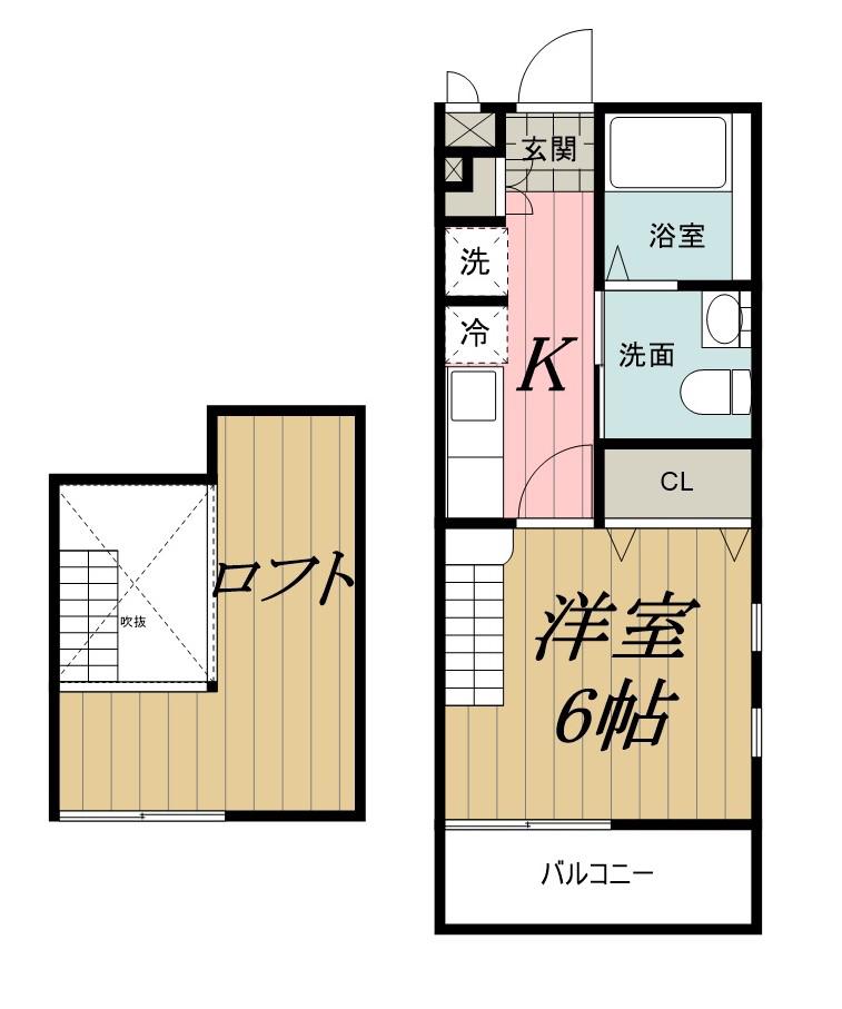 CLASSTAGE西都賀(1K/2階)の間取り写真