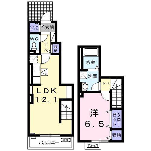 サニーフィールドI(1LDK/1階)の間取り写真