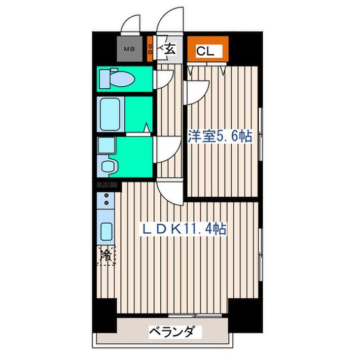 県庁前レジデンス(1LDK/10階)の間取り写真