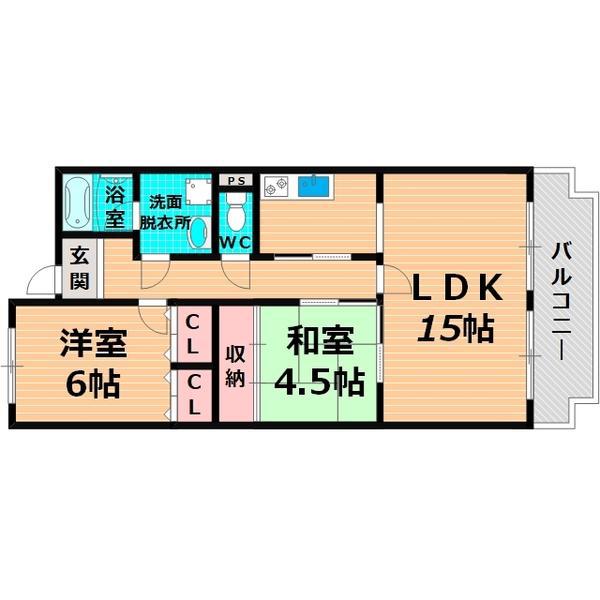 メゾンプロープル(2LDK/4階)の間取り写真